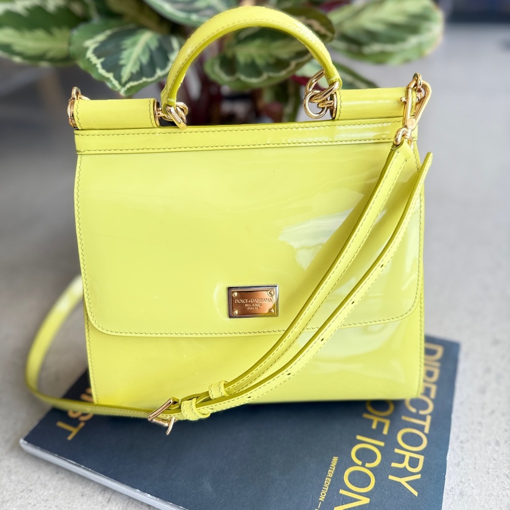 Dolce & Gabbana Yellow Crossbody Bag with Gold Accents